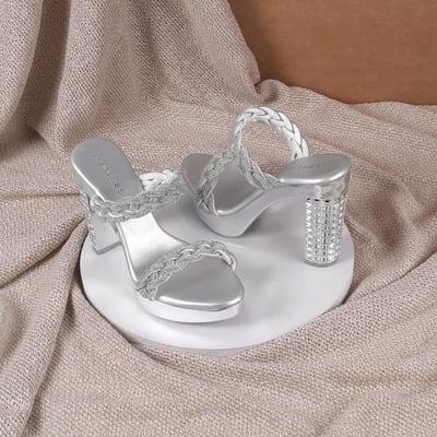 Women Silver Party Slip Ons