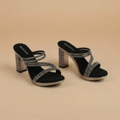 Women Black Party Slip Ons