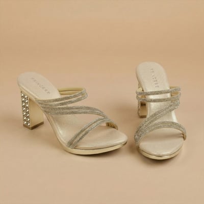 Women Gold Party Slip Ons