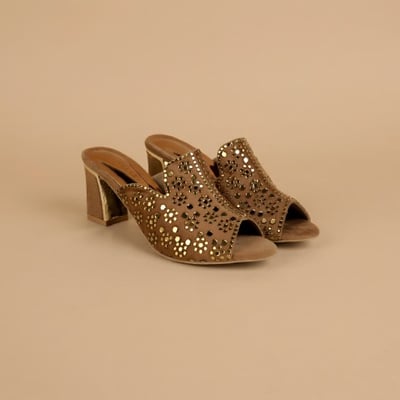 Women Gold Wedding Slip Ons