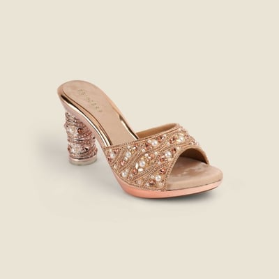 Women Rose-gold Party Slip Ons