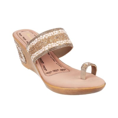 Women Peach Wedding Slip Ons