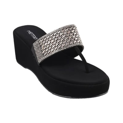 Women Black Party Slip Ons