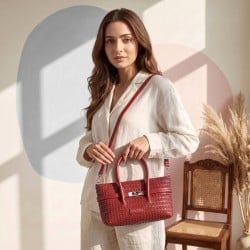 Women Maroon Satchel Bag