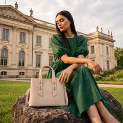 Women Beige Satchel Bag