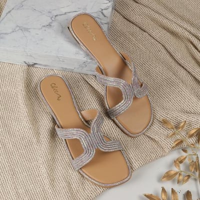 Women Silver Ethnic Slip Ons
