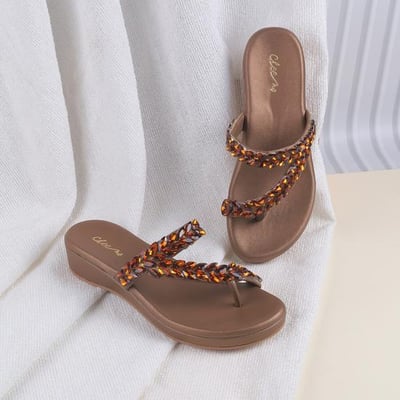 Women Bronze Ethnic Slip Ons