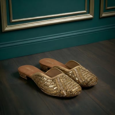 Women Antic-gold Ethnic Slip Ons