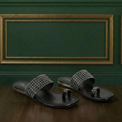 Women Black Ethnic Slip Ons