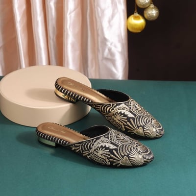 Women Gold Wedding Slip Ons