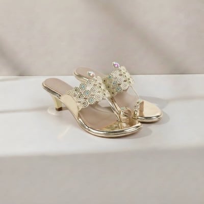 Women Gold Ethnic Slip Ons