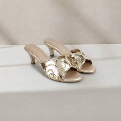 Women Gold Party Slip Ons