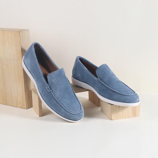 Men Blue-suede Formal Moccasin