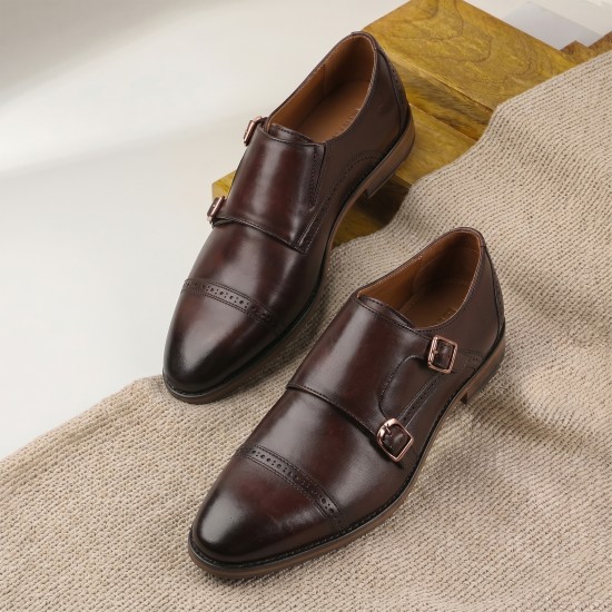 Men Brown Formal Monk