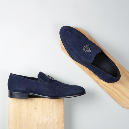 Men Blue-suede Party Moccasin