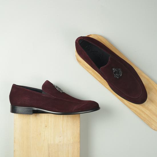 Men Maroon-suede Party Moccasin