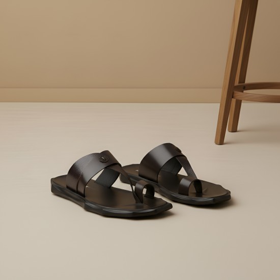 Men Brown Ethnic Slippers