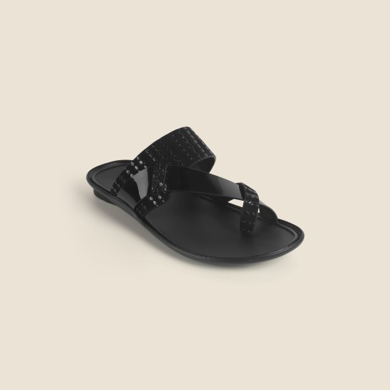 Men Black-Multi Casual Slippers