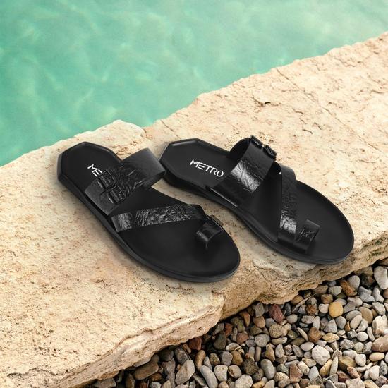 Men Black Casual Slippers
