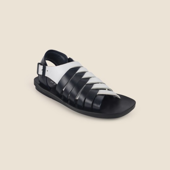 Men White-blue Ethnic Sandals