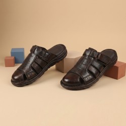 Men Brown Ethnic Slip Ons