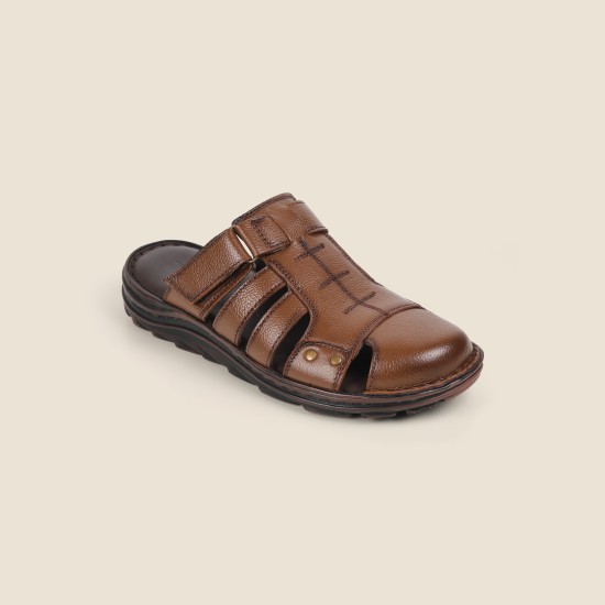 Men Tan Ethnic Slip Ons