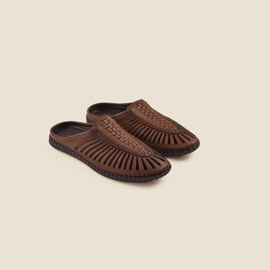 Men Tan Ethnic Slip Ons