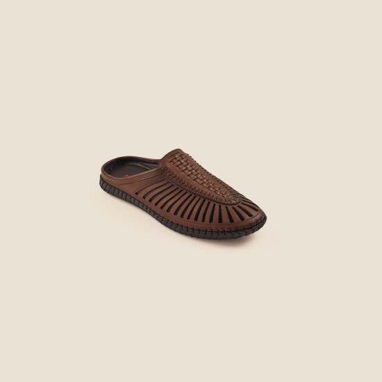 Men Tan Ethnic Slip Ons