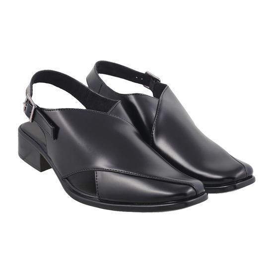 Men Black Ethnic Pathani Sandals