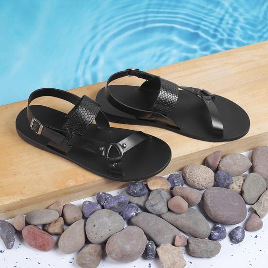 Men Black Ethnic Sandals