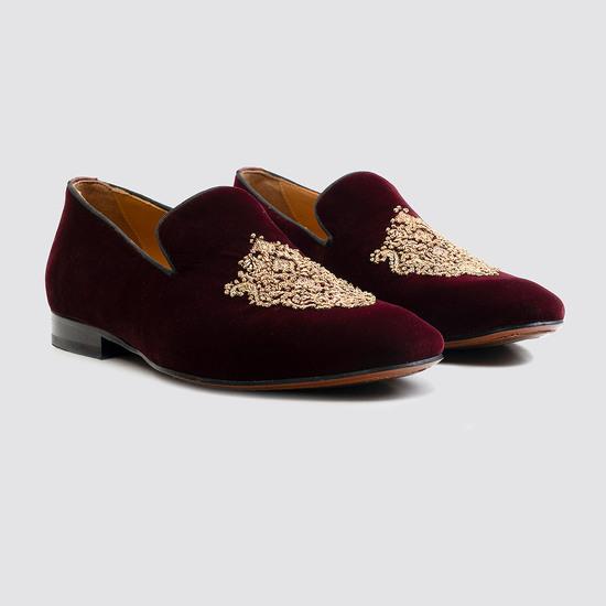 Men Wine-maroon Party Moccasin