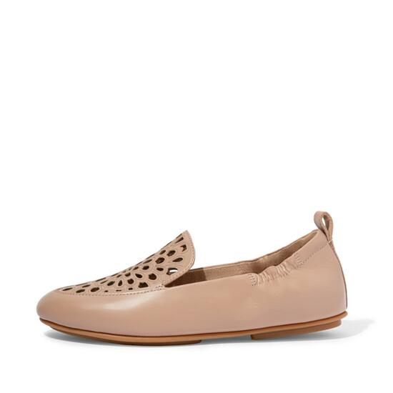 Floral Laser Cut Leather Loafers