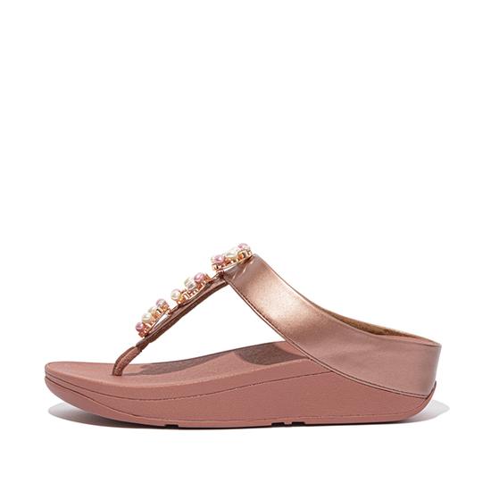 Fino Pearl-Chain Toe-Post Sandals
