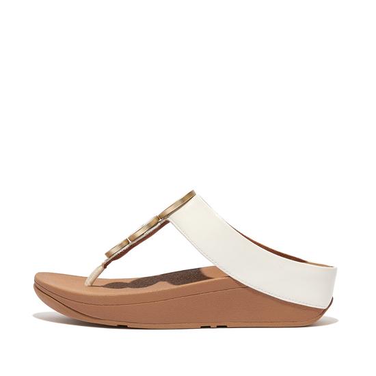 Halo Metallic-Trim Toe-Post Sandals