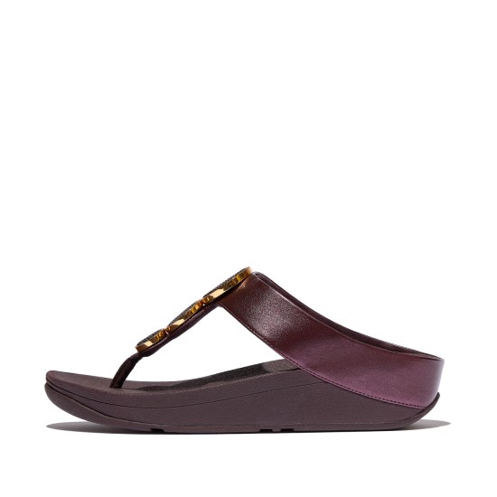 Halo Bead-Circle Metallic Toe-Post Sandals
