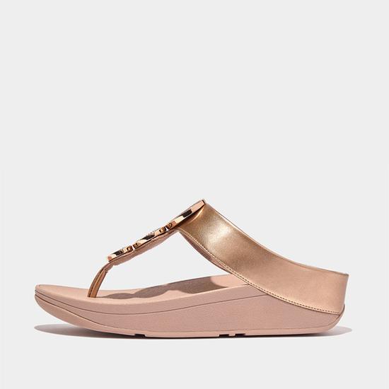 Halo Bead-Circle Metallic Toe-Post Sandals