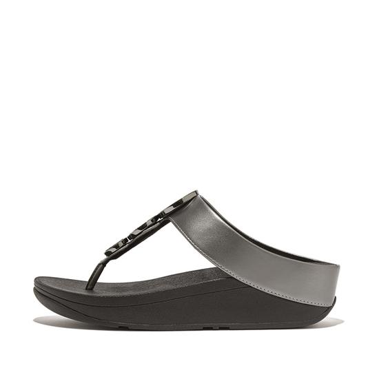 Halo Bead-Circle Metallic Toe-Post Sandals