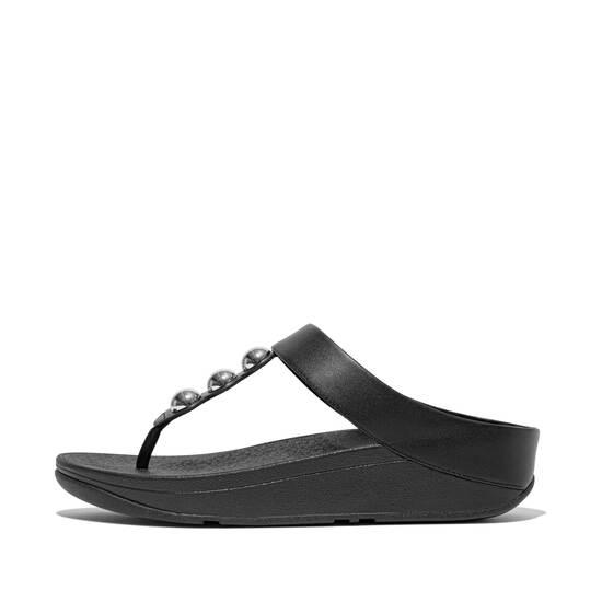 Fino Mirror-Dome Leather Toe-Post Sandals
