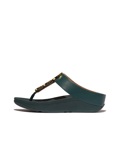 Fino Resin-Hoop Leather Toe-Post Sandals
