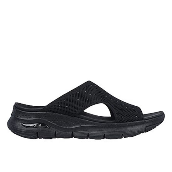 Women Black-suede Sports Slides