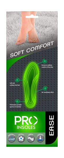 Pro Insoles Ease Soft Comfort Size 36-46. Can be fit from 36 to 46 any footwear size.