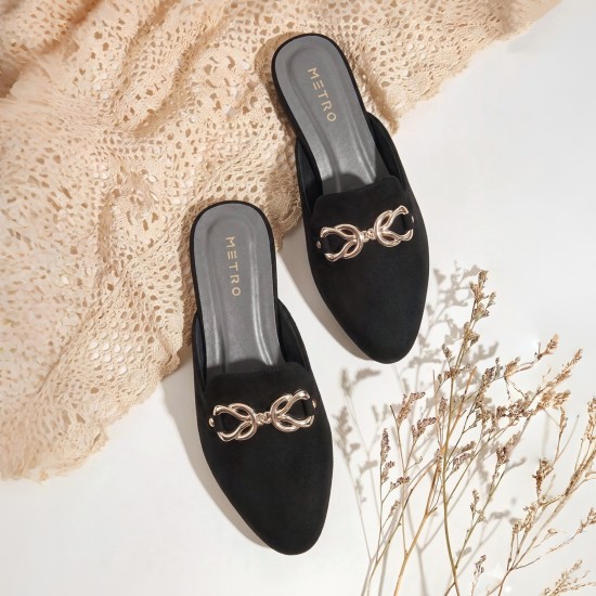 Women Black Casual Slip Ons
