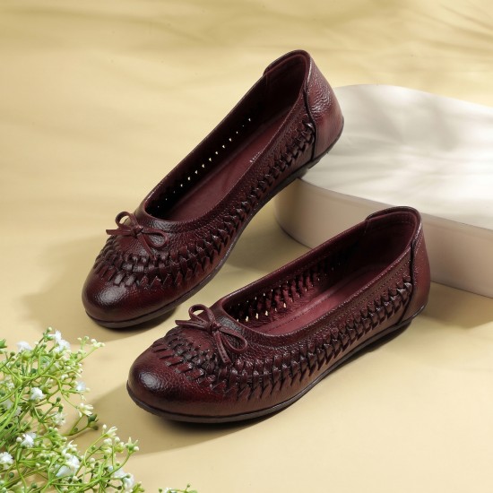 Women Maroon Casual Ballerinas