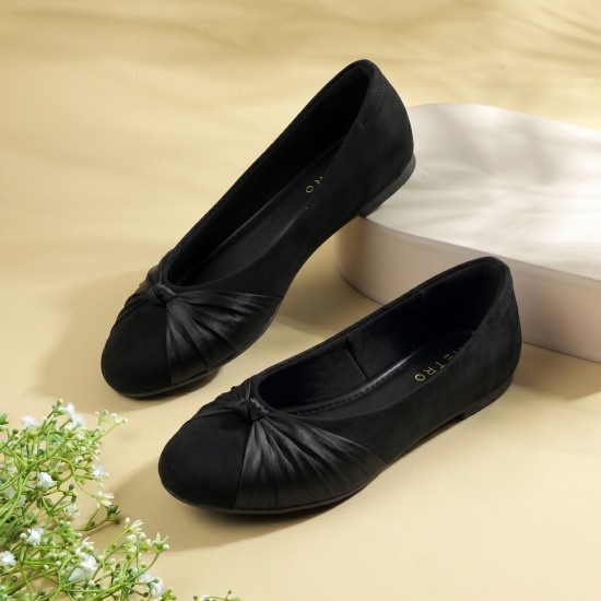 Women Black-suede Casual Ballerinas