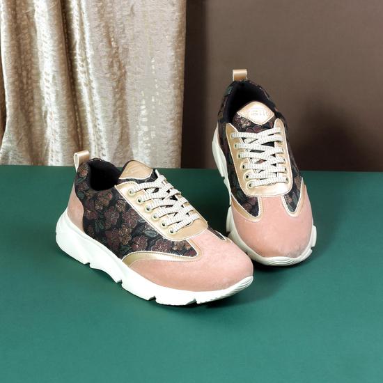 Women Gold Casual Sneakers