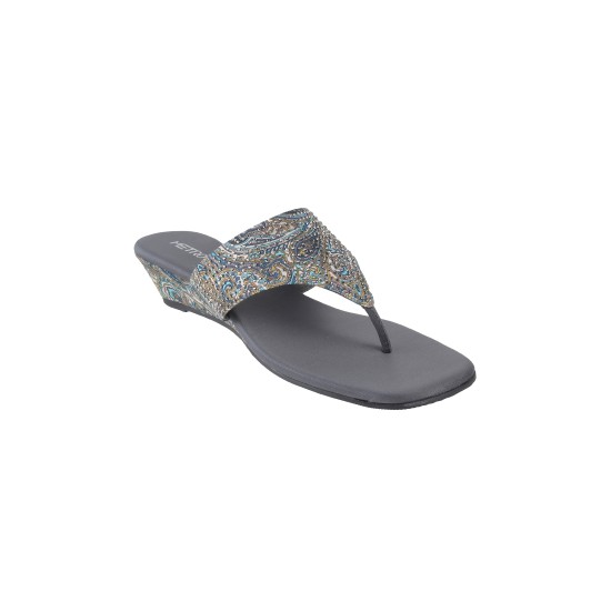 Women Grey Ethnic Slip Ons