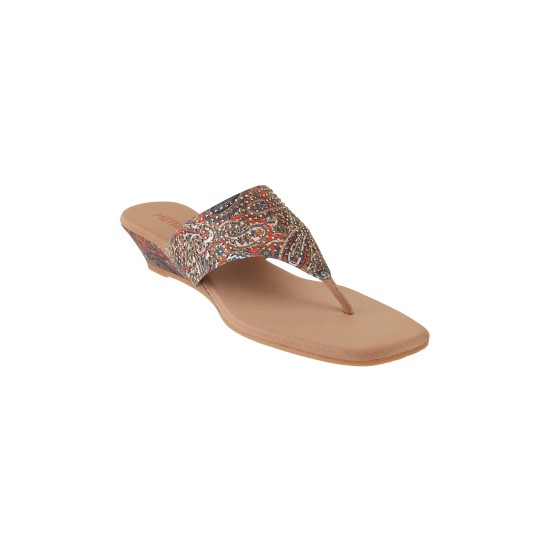 Women Antique-Gold Ethnic Slip Ons