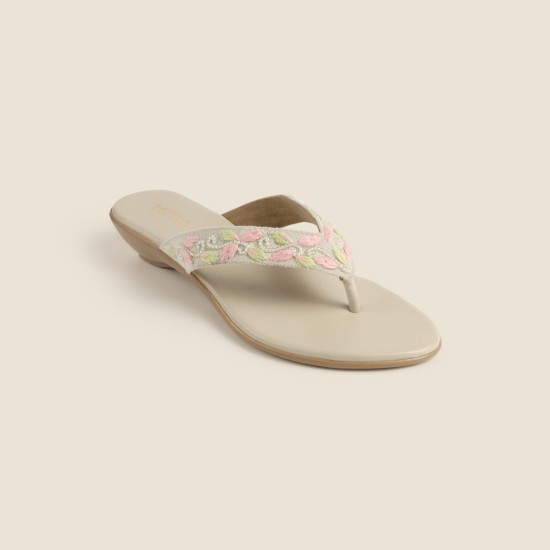 Women Beige-red Casual Slip Ons