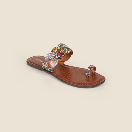 Women Blue-multi Ethnic Slip Ons