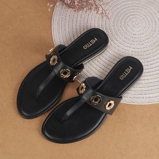 Women Black Ethnic Slippers
